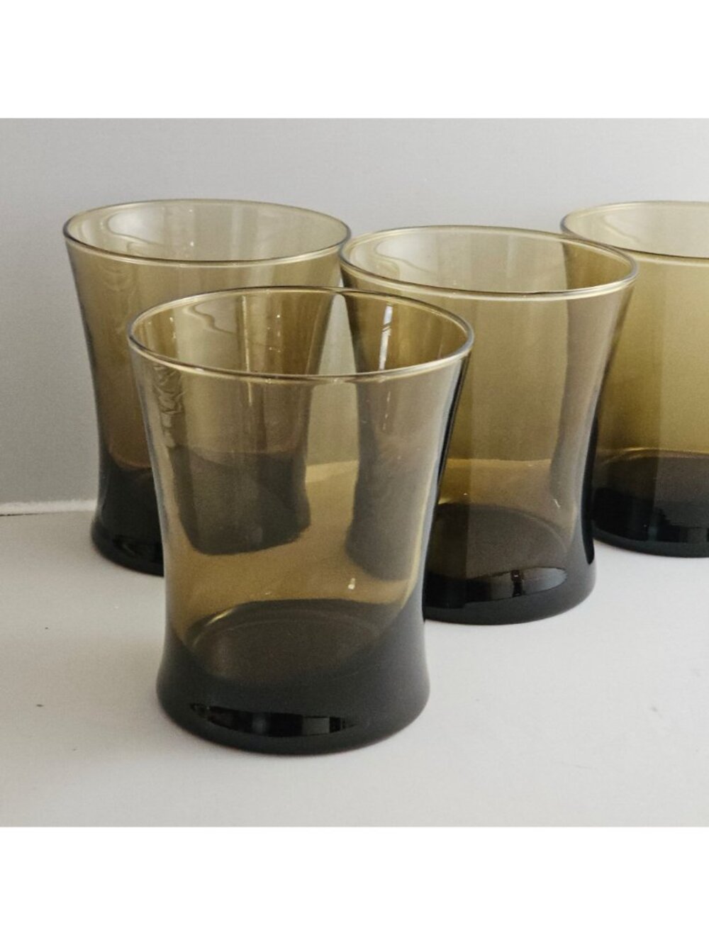 4 Anchor Hocking Linden Mocha Double Old Fashion Glasses 12oz flared brown 4" - Picture 3 of 8